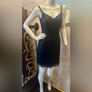 Sexy Midnight blue/Black Beaded Cocktail Dress